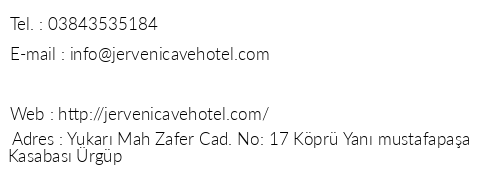 Jerveni Cave Hotel telefon numaralar, faks, e-mail, posta adresi ve iletiim bilgileri